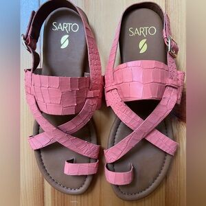 NEW Franco Sarto Women's Gia Strappy Sandals Sz 9.5 Coral Color Leather